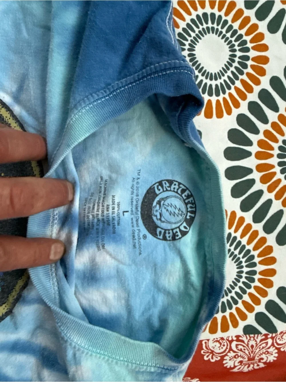 Grateful Dead Space Your Face Stealie Skull Tie Dye T-Shirt Size Large 2018